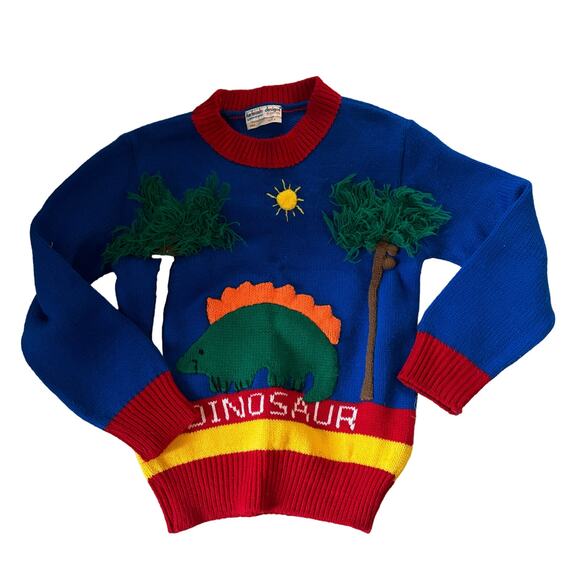 Vintage Harlequin Designs Dinosaur Embroidery Kids Sweater - Picture 1 of 6